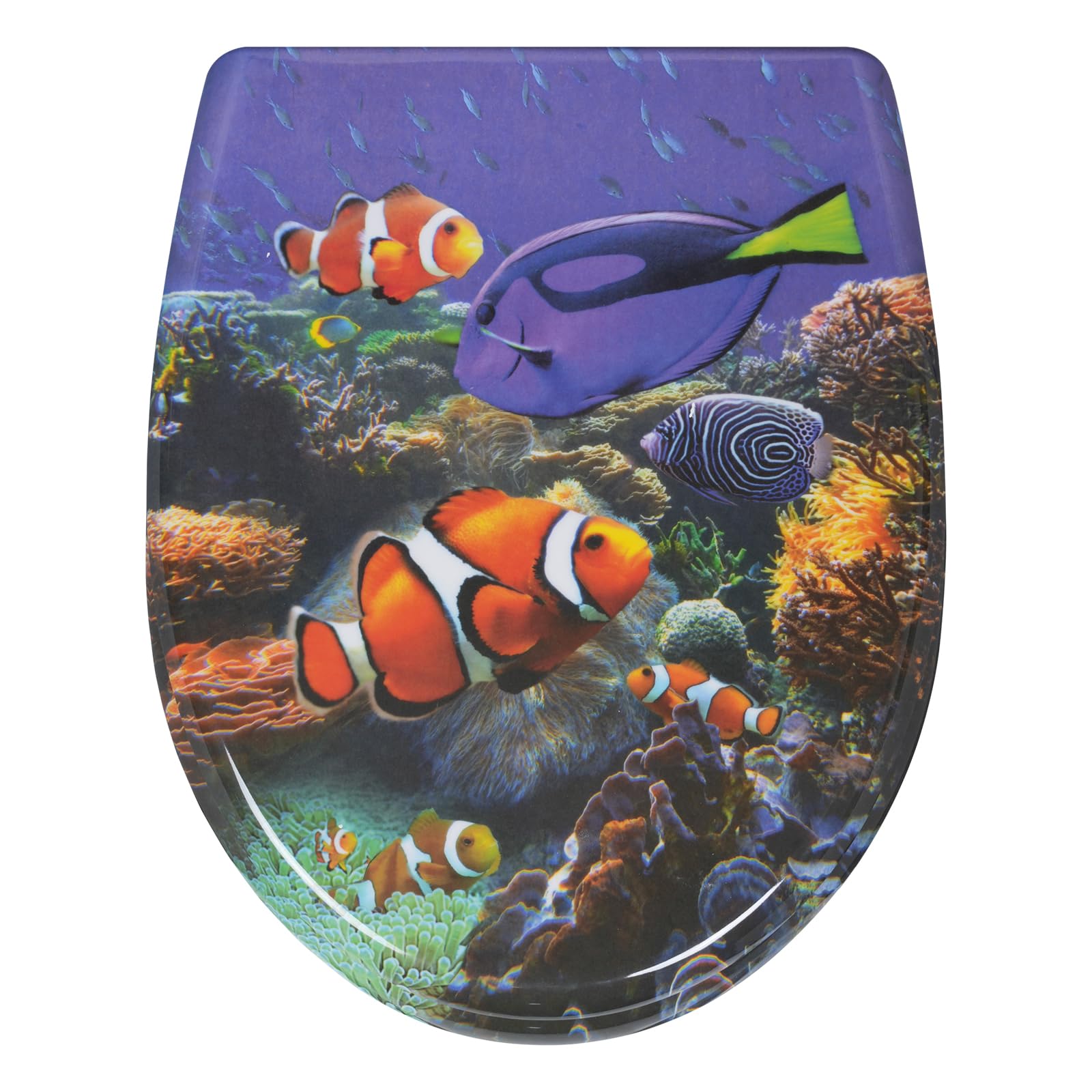 WOLTU O-Shape Soft-Close Toilet Seat with Quick-Release Function and Decorative Motif, Top or Bottom Mounting, 175kg Load Capacity