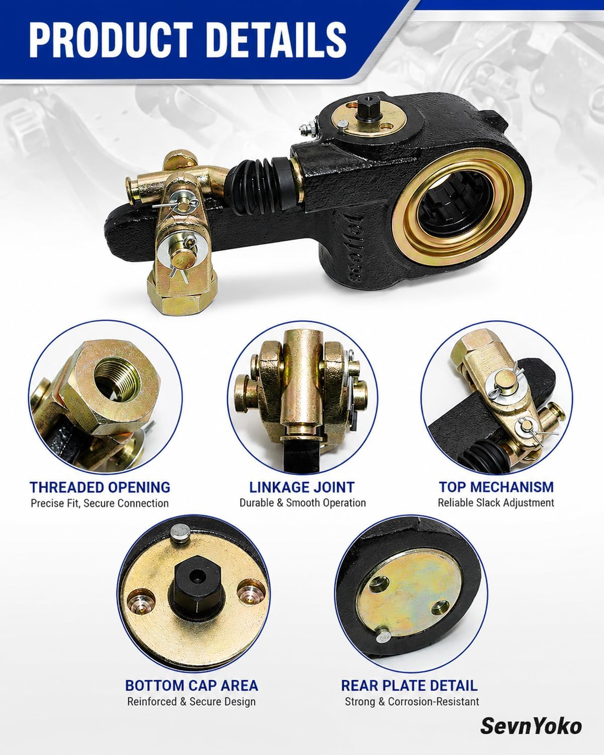 AS1132 Auto Slack Adjuster, 1.5 in 10 Spline, 5.5 in Arm w/Clevis, 1 Pack
