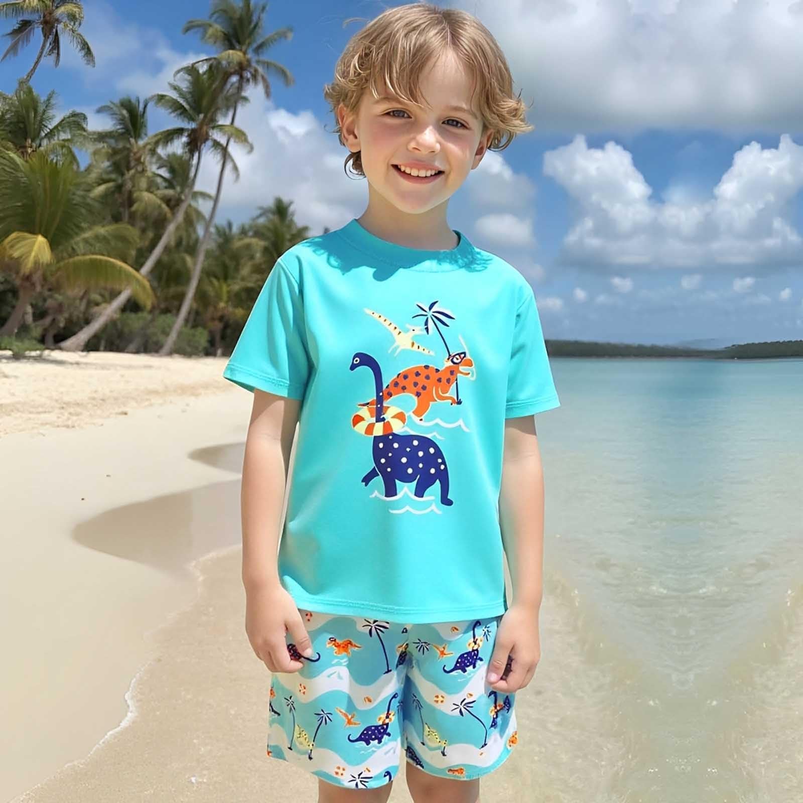 Générique Maillot de Bain 2 pièces Dinosaure pour garçon | Maillot de Bain et Short de Bain à séchage Rapide pour la Plage et la Piscine