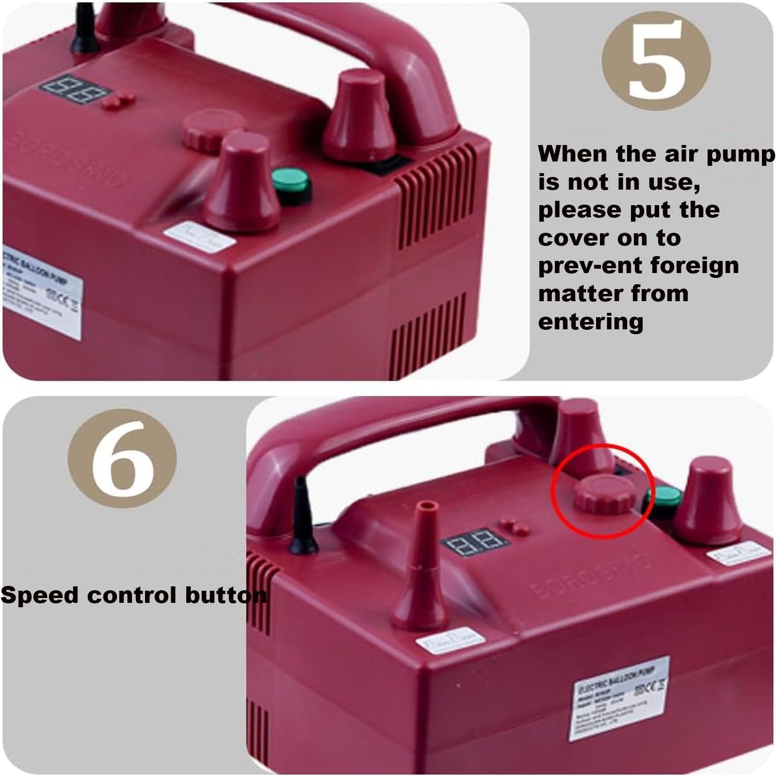 Bomba Eléctrica Para Globos, Inflador De Doble Boquilla 800W Con Velocidad Y Temporizador Ajustables, Inflador Automático Para Globos De Látex Redondos De 5 Pulgadas, Decoración De Boda Cumpleaños