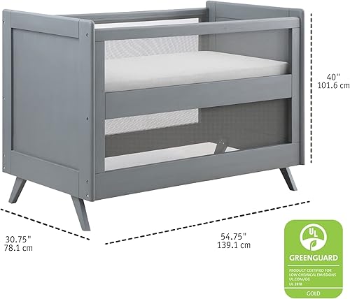 Miniatura 9 de BreathableBaby Cuna convertible 3 en 1 de malla transpirable (el kit de cama para niños se vende por separado)  Haya y pizarra  Dos alturas de