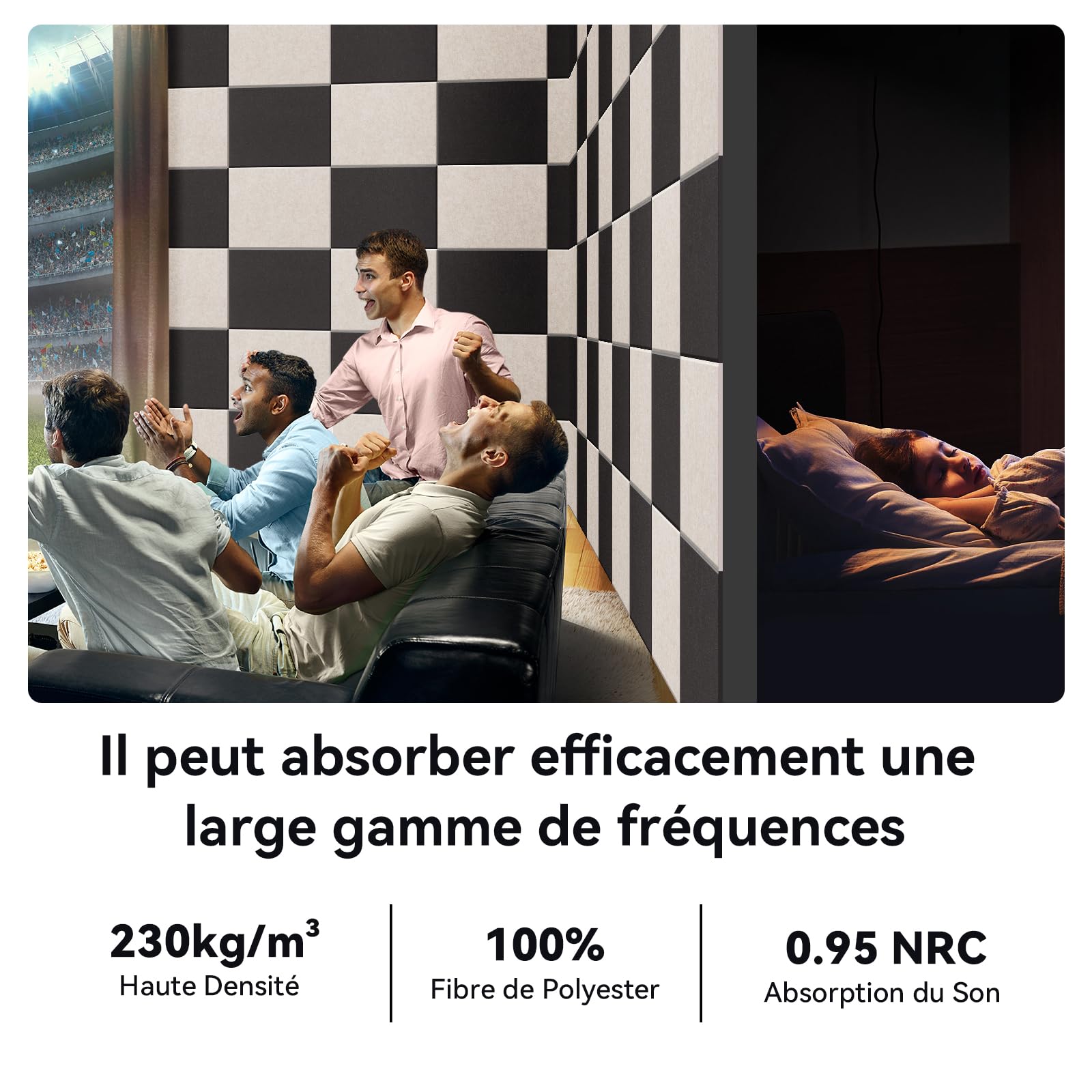 Sonuvia Lot De 24 Panneaux Acoustiques Autocollants, 30*40*0.9cm Isolation Phonique Efficace