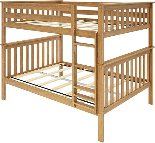 Miniatura 82 de Max & Lily - Litera de tamaño individual sobre matrimonial con escalera, base de cama de madera maciza para niños, barandillas de seguridad de 14