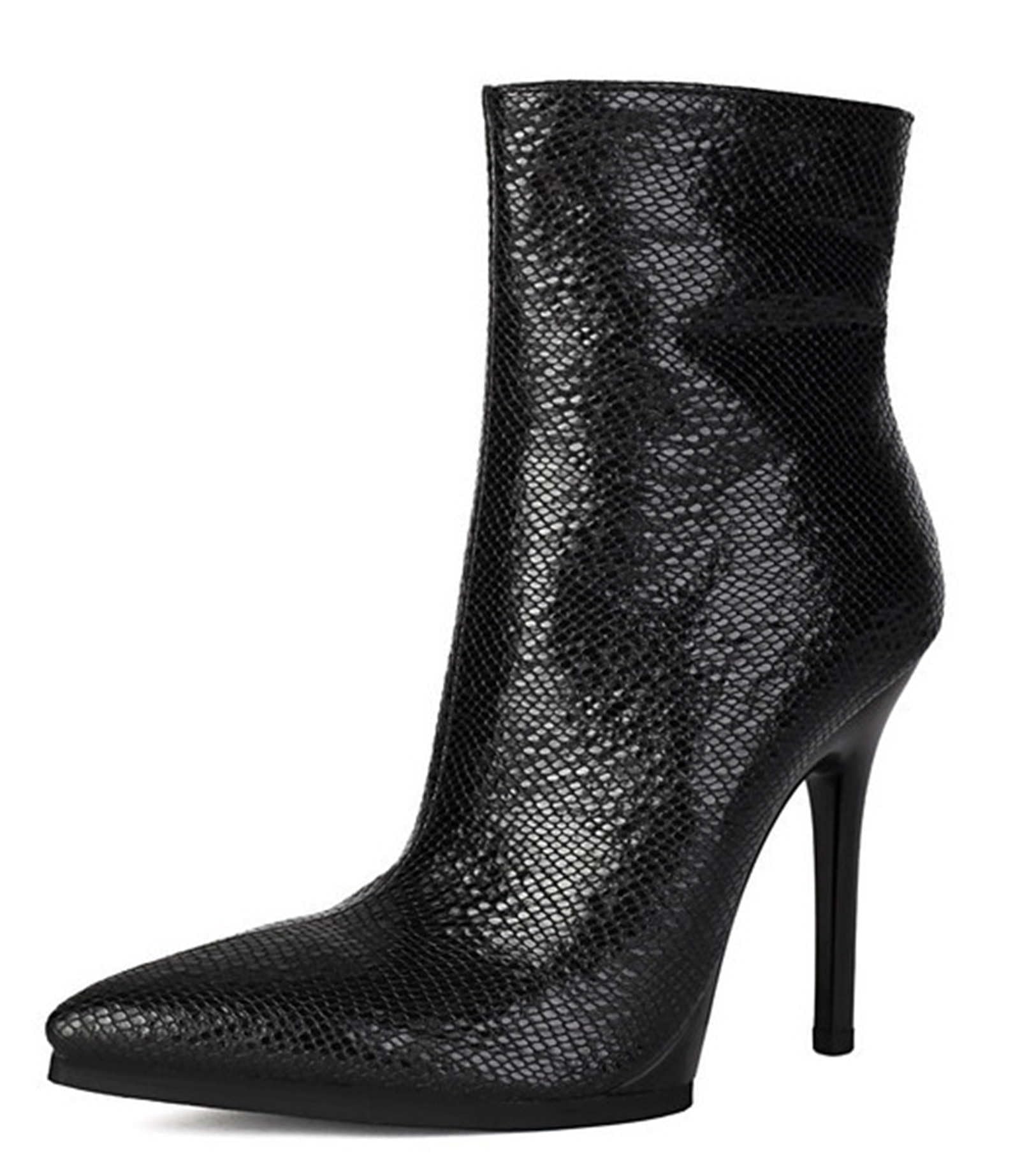 Womens Ankle Boots Pointed Toe Stiletto High Heels with Zipper 4 33 Inch
