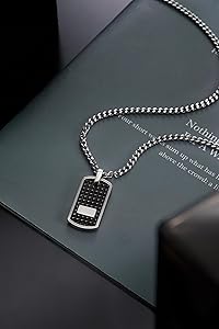 LUCKY2+7 Charm Pendant Necklace for Men, Silver Stainless Steel