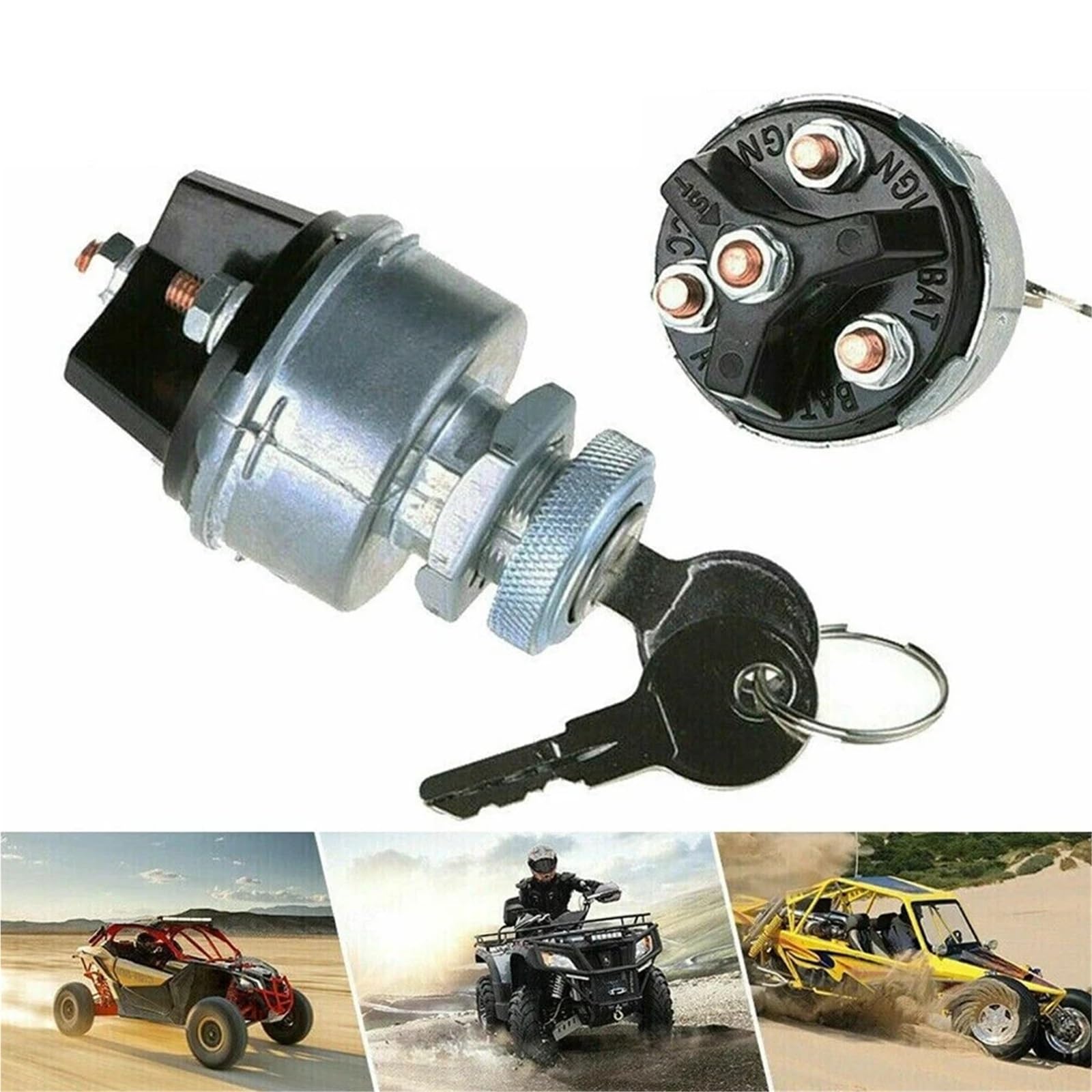 Interruptor de arranque universal 12 V para coche, barco, 4 posiciones, con 2 llaves encendido y apagado, para tractor, camión, herramienta interruptor de encendido del coche