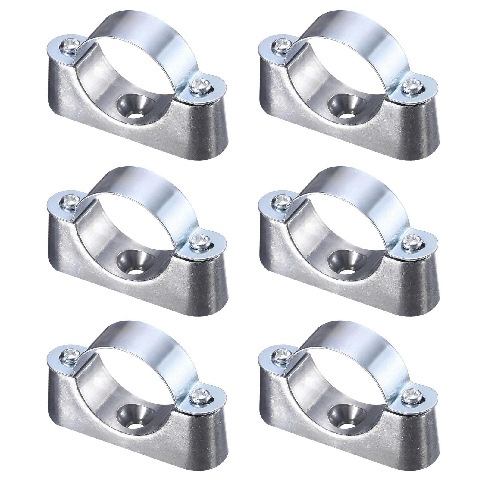 sourcing map 6Pack Pipe Support Pipe Bracket Clamp, 34mm Pipe Wall Mount Ceiling Mount Rigid Straps Carbon Steel Bracket Holder for Metal Tube