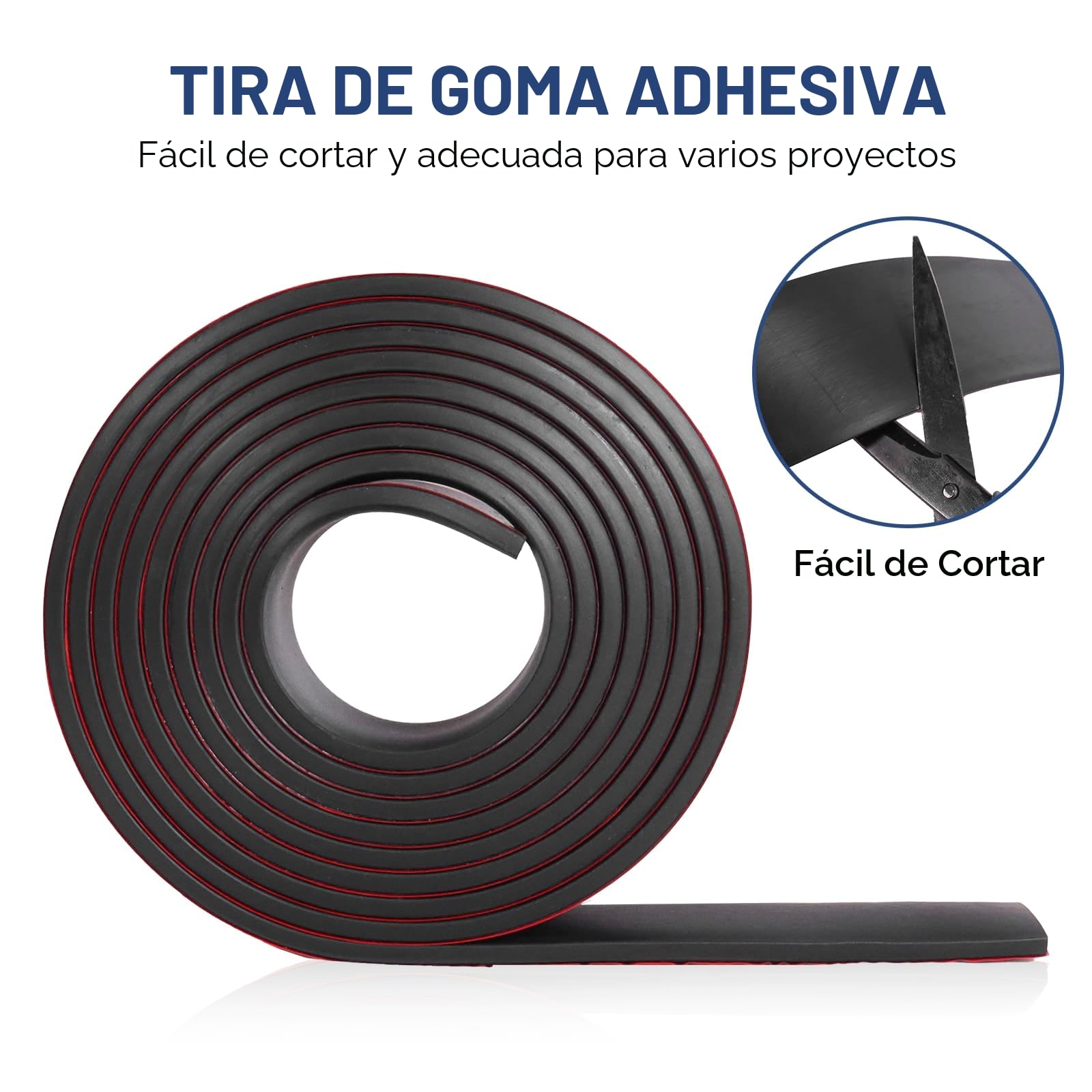 Plancha Goma Adhesiva Rollo de Caucho Neopreno 25mm x 1.5mm x 3m Antivibración Antideslizante