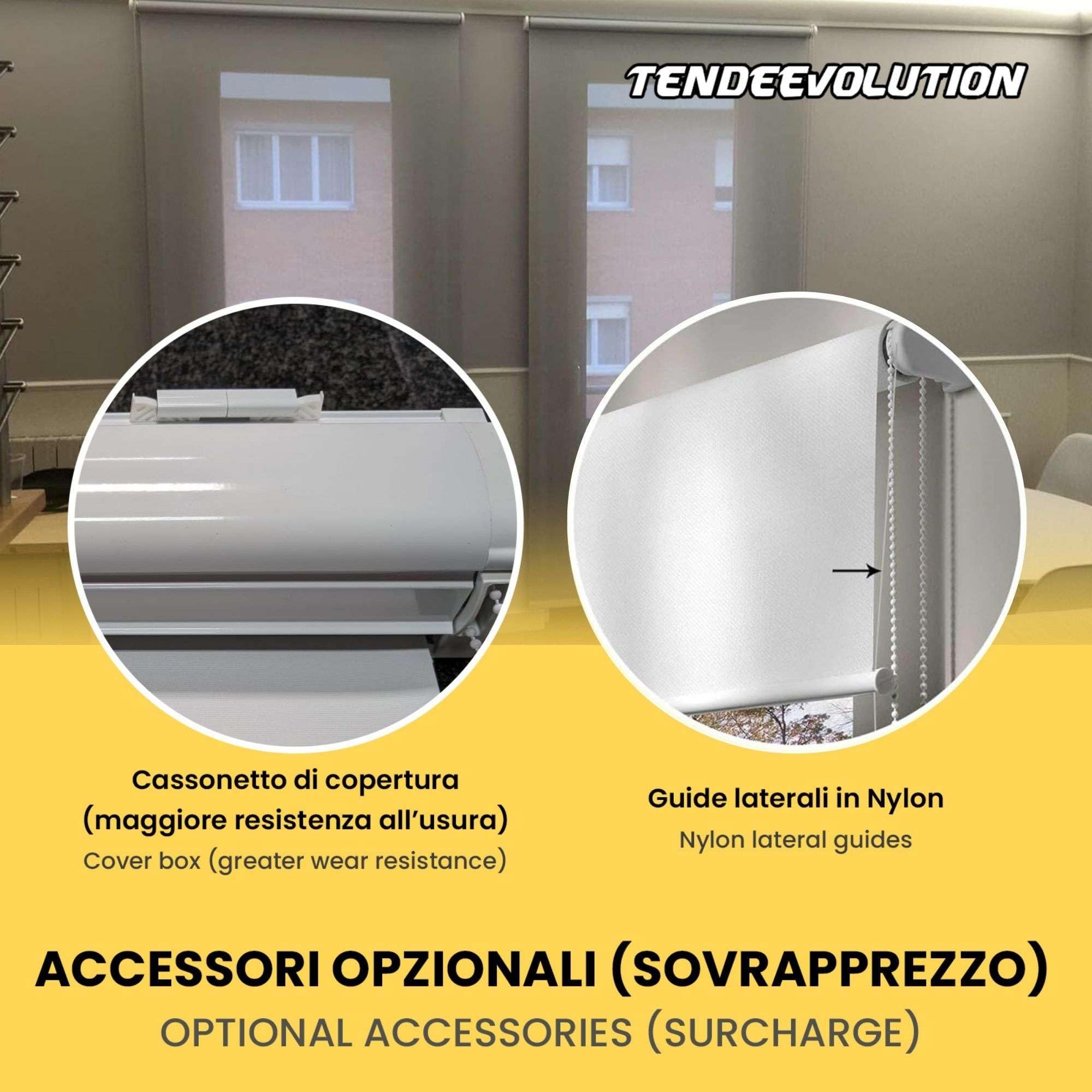 TENDEEVOLUTION - Tenda a Rullo per Interni su Misura Mod. Lampedusa, Tende Avvolgibile Interno con Tessuto Filtrante in diversi colori, Tende a Rullo con apertura Manuale o Motorizzata