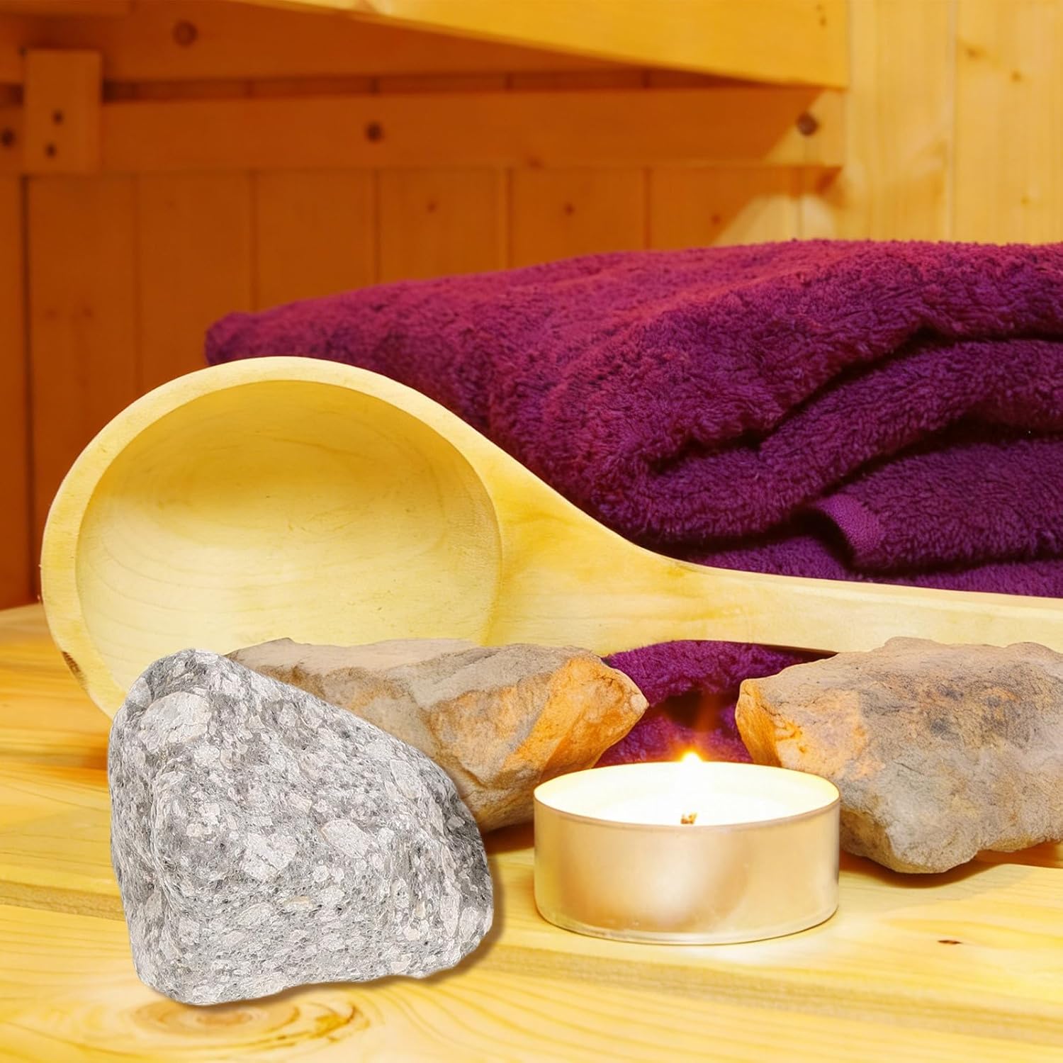 4pcs Irregular Heating Stone Rocks for Sauna Heat Retaining Sauna Rocks for Wood Burning Or Stove - Lava Volcanic Stones Steam Room Accessories 5-8cm