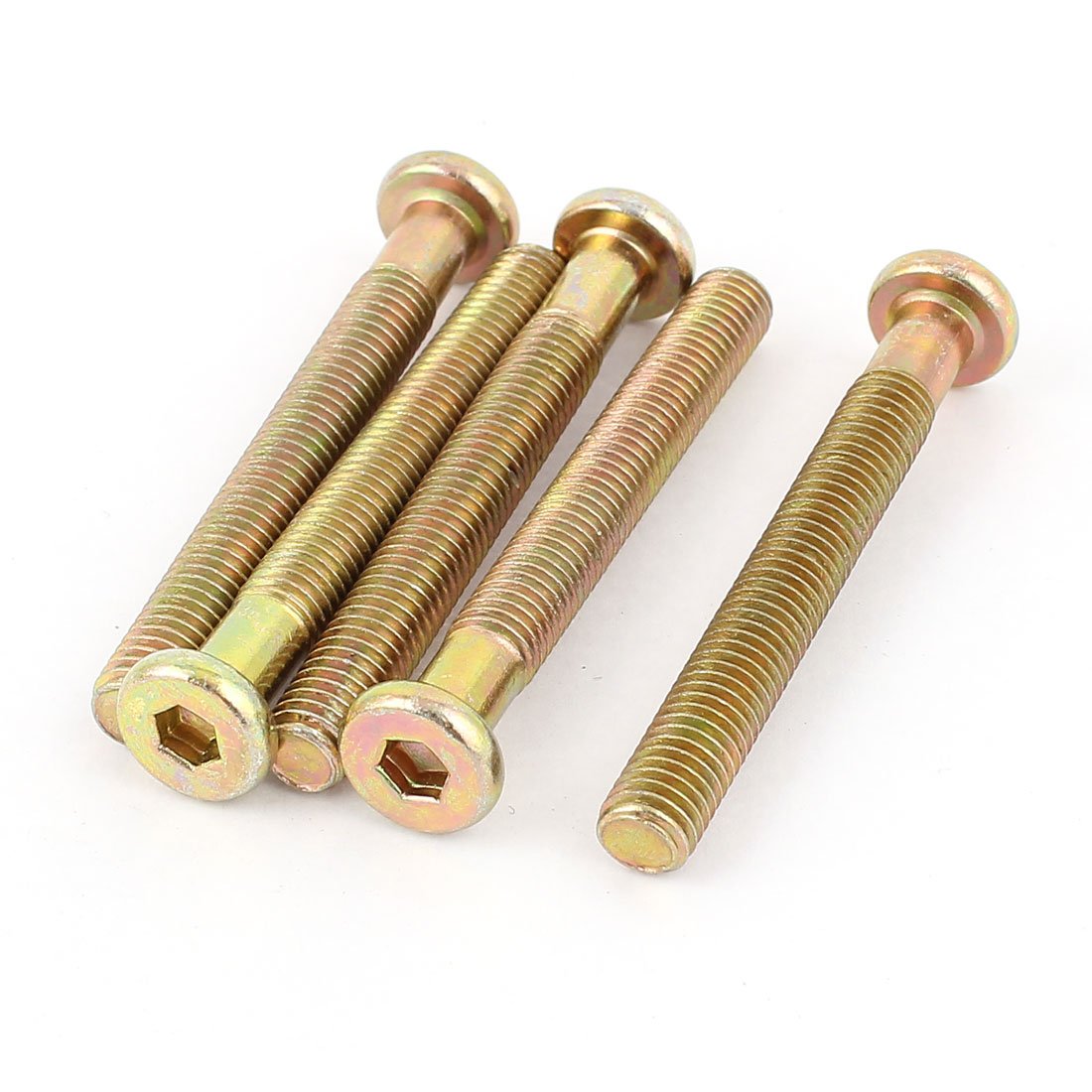 Uxcell Men's Bronze Sourcing Map M8x65mm Thread Hex Socket Head Cap Screws Bolts Tone 5 Pcs