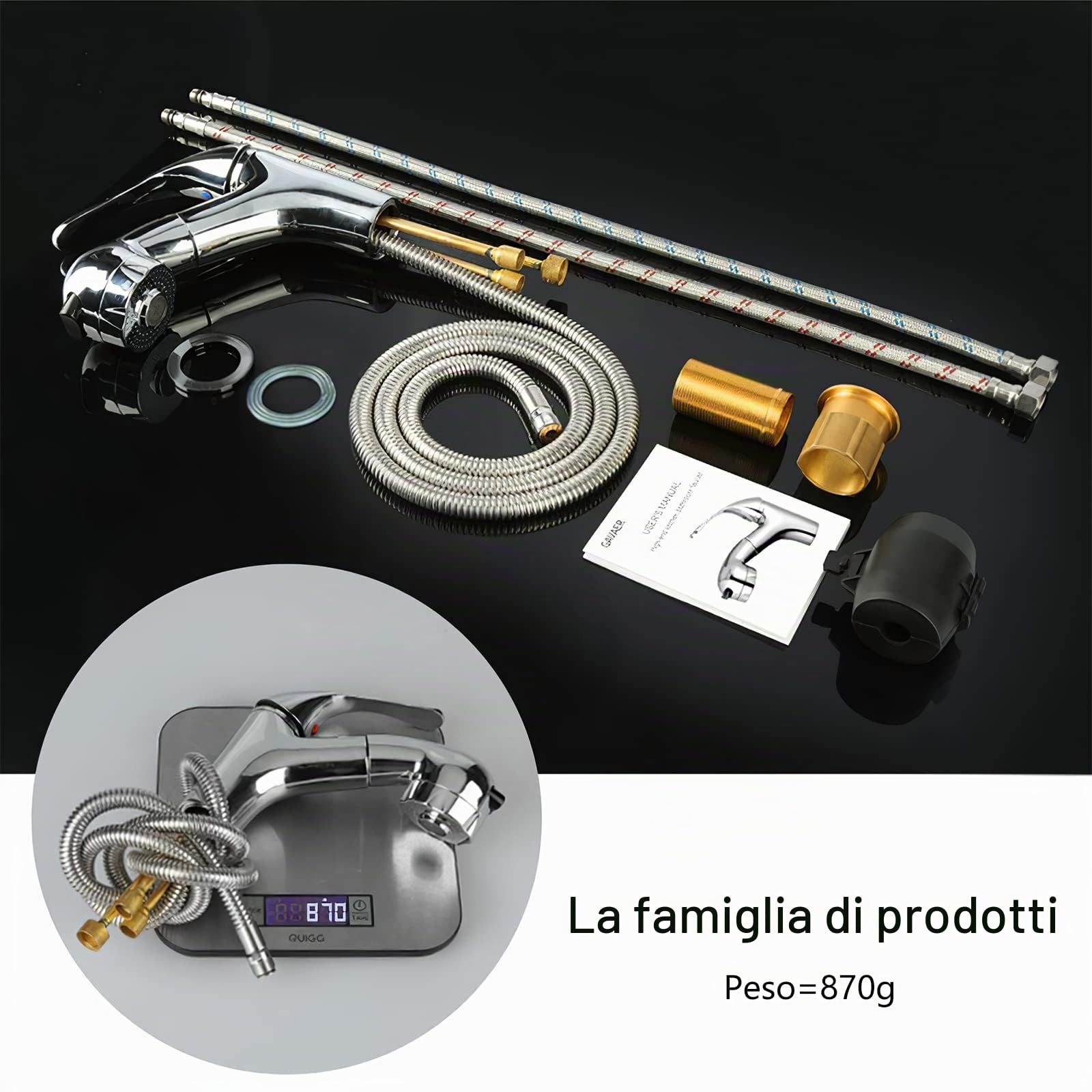 Rubinetto da bagno con doccetta estraibile e due modalità di flusso d'acqua, per bagno lavabo o lavandino, miscelatore regolabile e caldo e freddo, cromato