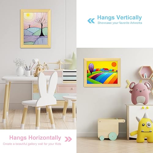 Miniatura 3 de Paquete de 3 Marcos de arte para niños, marcos de obras de arte para niños de 8.5 x 11 pulgadas con apertura frontal intercambiables, marco dorado