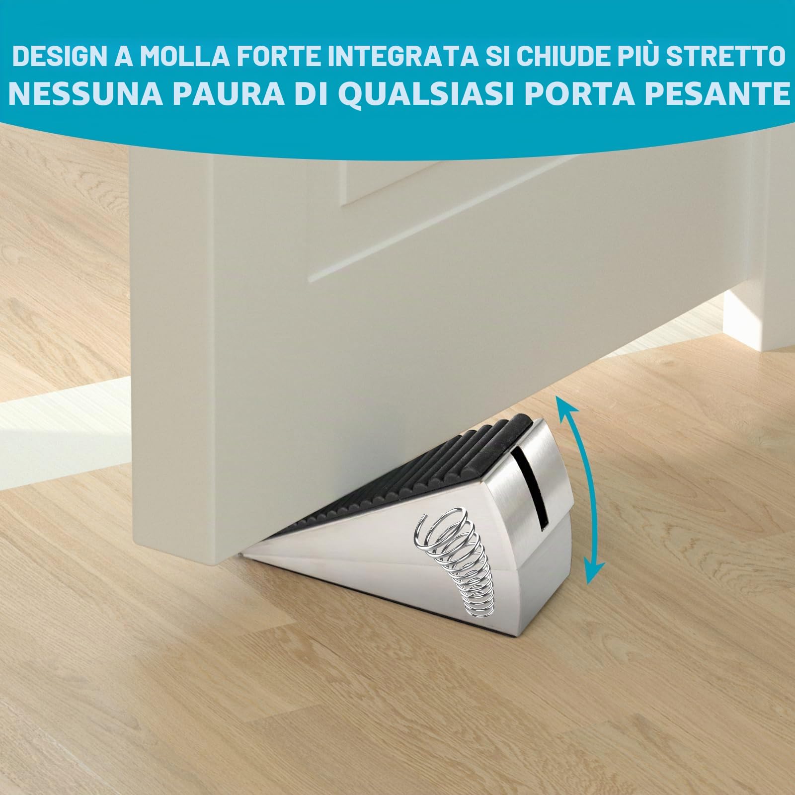 FLORA GUARD Fermaporta regolabile e resistente, altezza 7,6 cm, in acciaio inox, per il fondo di qualsiasi porta pesante, fermaporta in metallo con forte molla