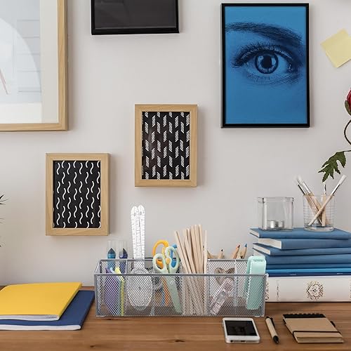 Miniatura 6 de Teling Organizador de escritorio de malla, soporte de malla metálica para bolígrafos, 6 compartimentos, papelería de escritorio, organizador de