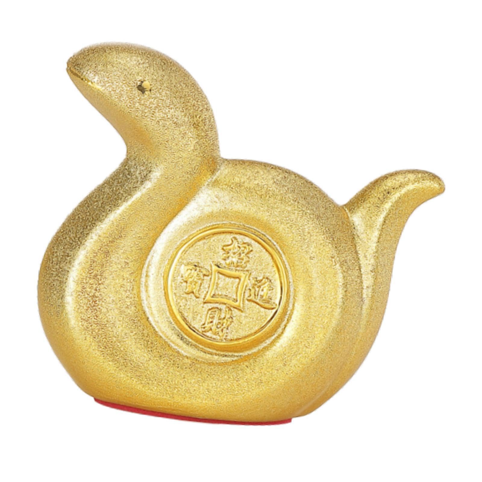 PIXZCSA Charming Snake Figurine Piggy Bank Storage Lightweight Ceramic Toy Living Rooms Office Decor And Presents Ceramic Statue Figurine Home Office Desktop, Golden, 12x5x11cm