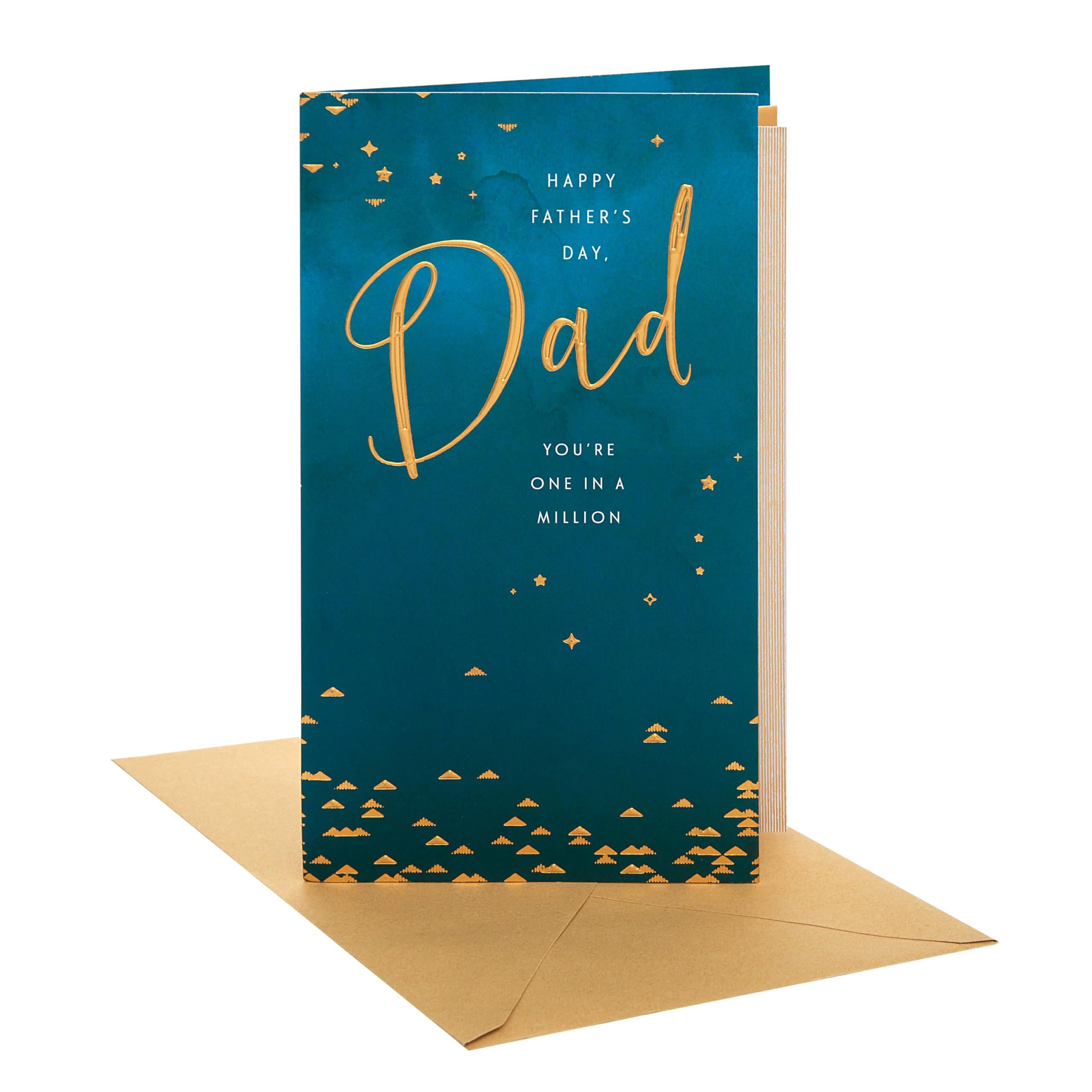 UK Greetings | Father's Day Card for Dad | Card for Dad, Grandad, Husband | Him, Boys, Men | Dad One In a Million Design | With Envelope | 16.5 x 25.4 cm
