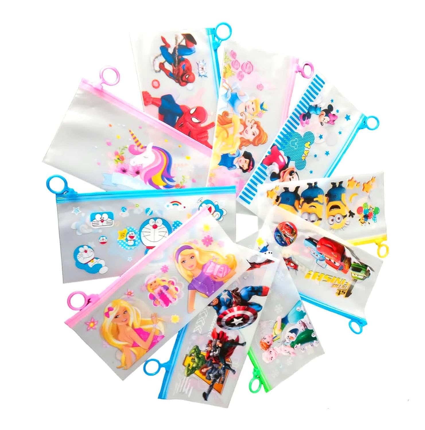 CAMPIO Plastic Multipurpose Waterproof Printed Zipper Pouches Document Holder/Cartoon Print Pen Pencil Case/Cosmetic Pouch/Travel Organizer - (Pack Of 10), Multicolor (B0CT8R9NF7) Amazon Price History, Amazon Price Tracker