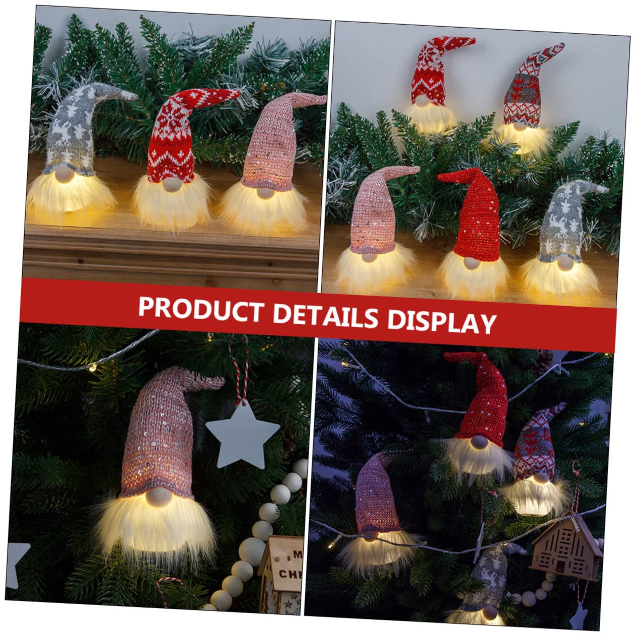 Ciieeo 10 STK Weihnachtsschmuck dekorative Hängepuppe Weihnachtsplüschzwerg Kaminzwerg Krippendekor weihnachtsdeko Weihnachts Figuren Weihnachtspuppen dekorative Wichtelpuppe LED Lichter