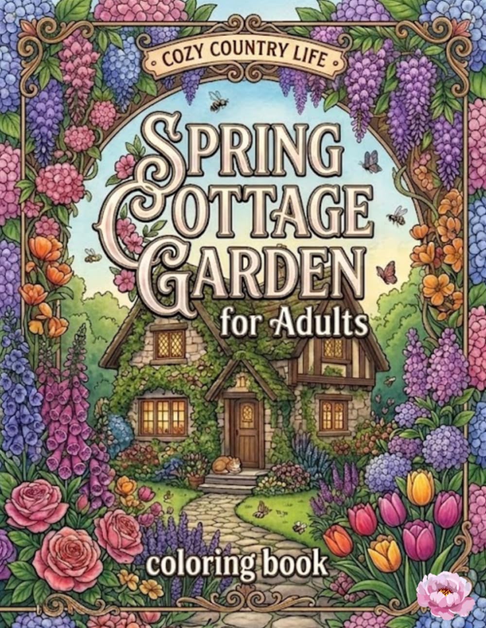 Spring Cottage Garden for Adults Coloring Book: A Springtime Journey with Cozy Country Cottages, Beautiful Gardens, and Spring Flowers for Relaxation and Stress Relief