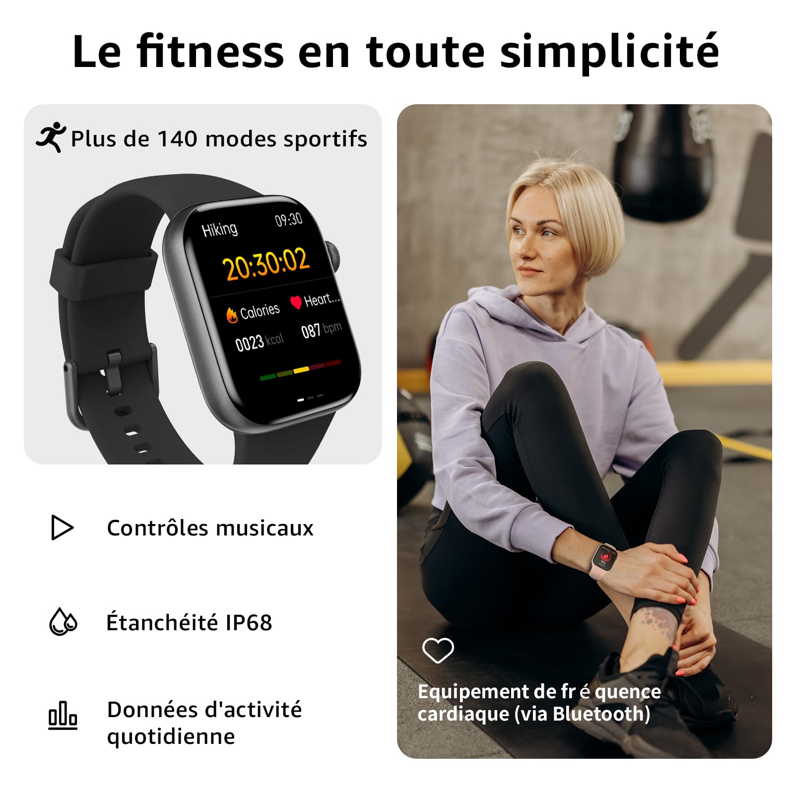 Montre Connectée Homme Femme, 1.85"HD Smartwatch avec Appel Bluetooth, Montre Connectee 140+Mode Sport Moniteur Sommeil/ Fréquence Cardiaque/Podomètre Etanche IP68 Montre Intelligente pour Android iOS