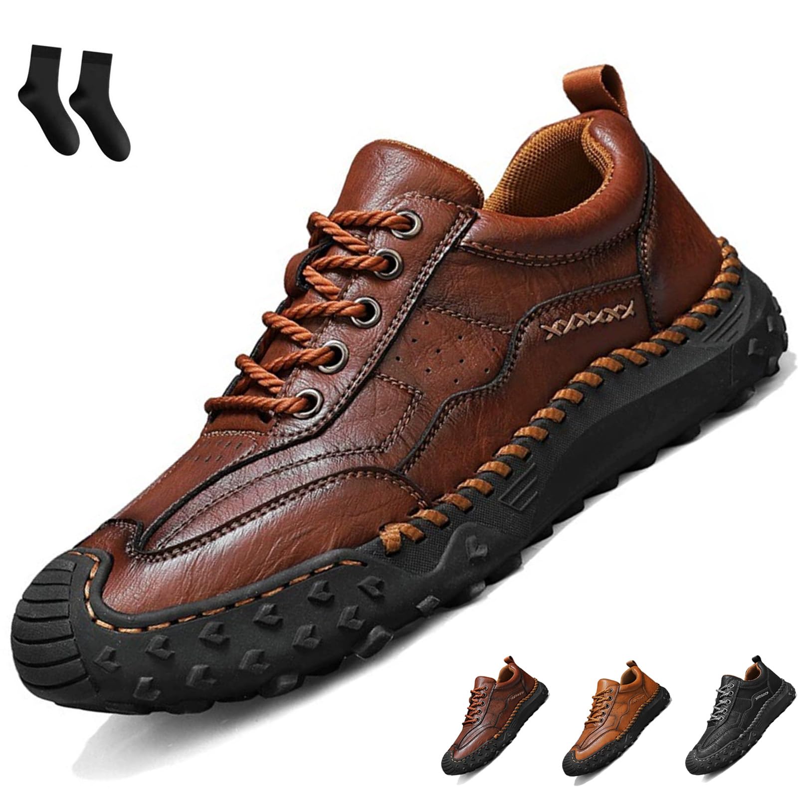 Zapatos de cuero ligeros y antideslizantes con ajuste de cordones 8