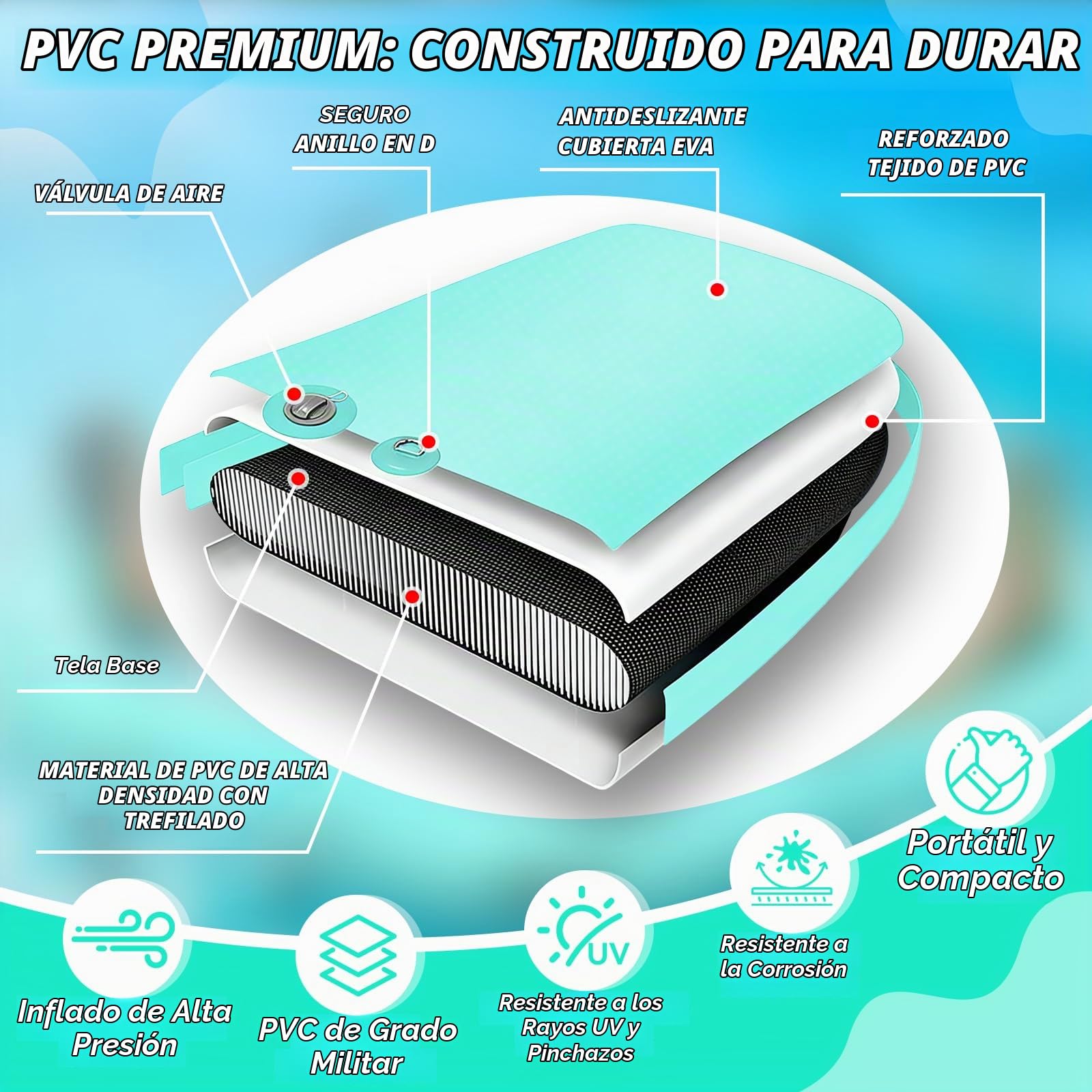 Muelle flotante inflable, plataforma flotante inflable hexagonal para adultos,Muelle flotante con escalera para piscina, lago, playa