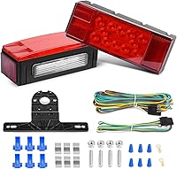 Nilight TL-20 2PCS IP68 Submersible Rectangular LED Trailer Tail Turn Brake Lights Kit for Trucks RVs Boats - DOT Compliant