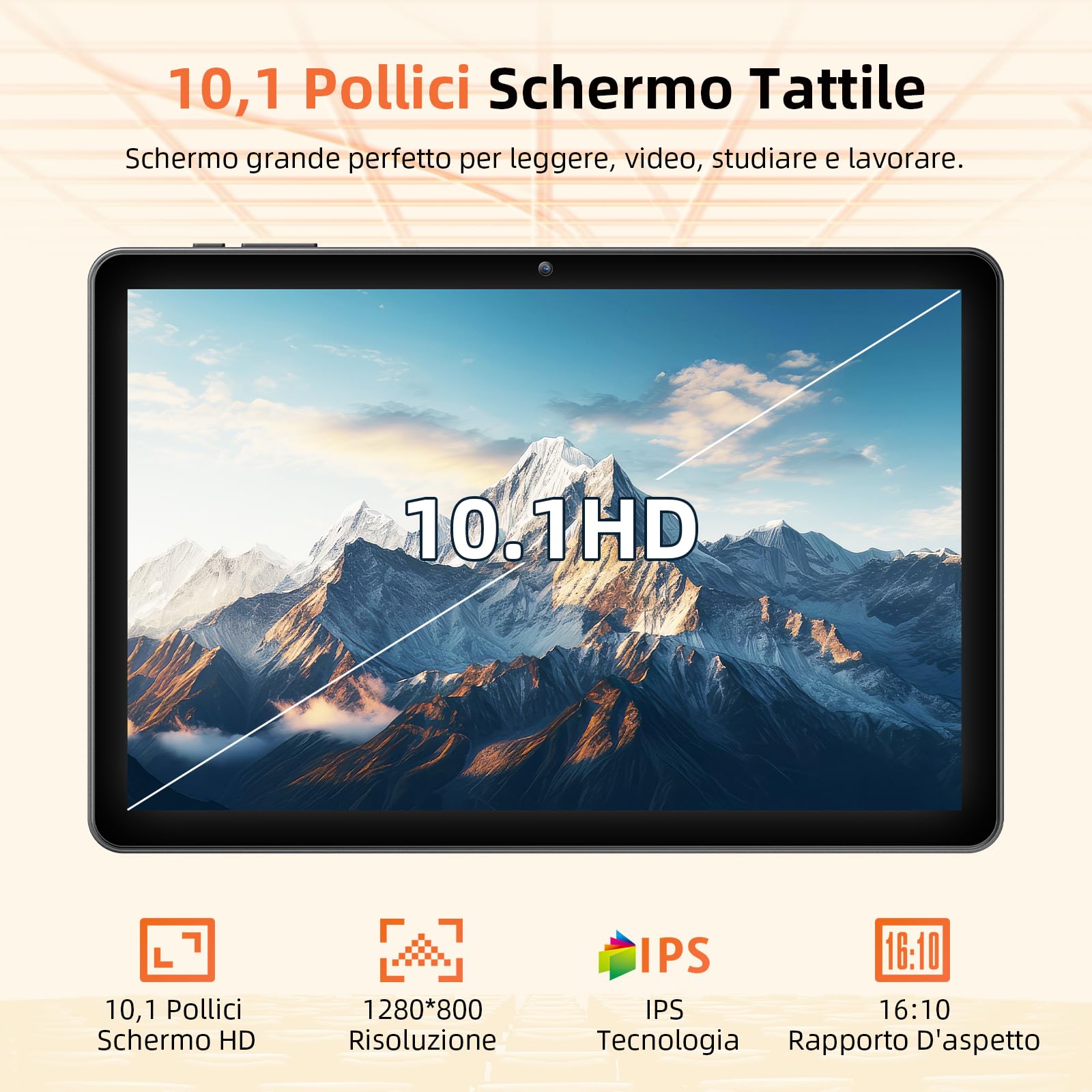 Tablet 10 Pollici, Tablet Android 15 con Cover, Unisoc T30 Quad-Core, 18 GB RAM + 128 GB ROM + 1 TB TF, Display HD IPS 1280x800, Fotocamera Doppia 8MP + 5MP, 6000 mAh, WiFi 6, BT 5.0 (Caricatore UK)