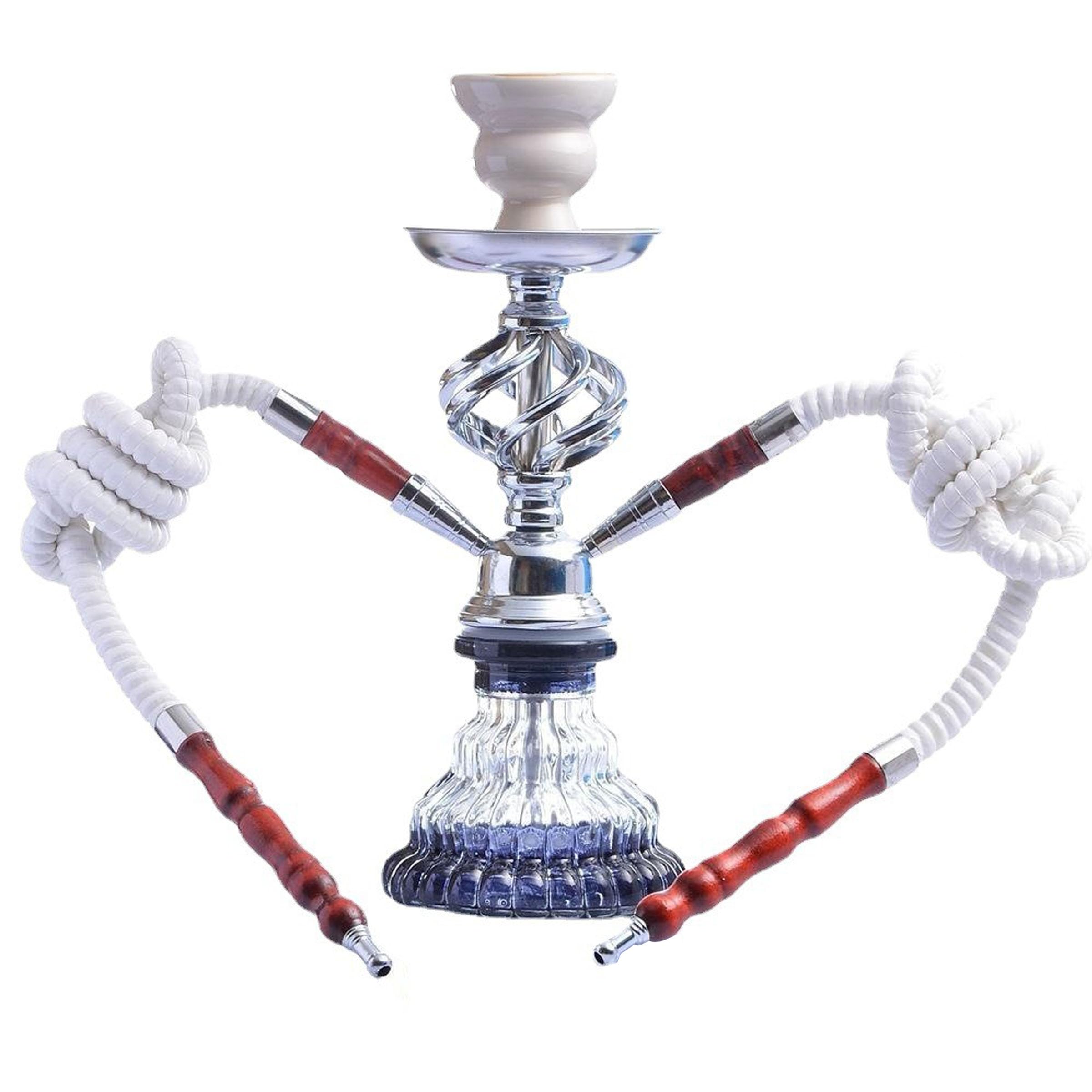 12" Premium Hookah Kit With 2 Tubes, Refreshing Mini Hookah for Home and Party Use, Easy to Assemble and Clean (White)