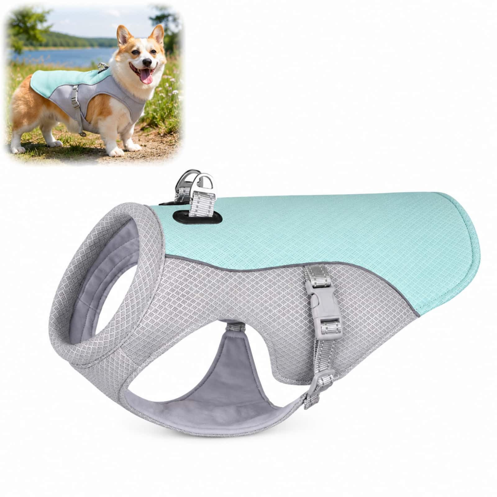Dog Cooling Vest with Breathable Fabric and Adjustable Fit (Grass green, M)