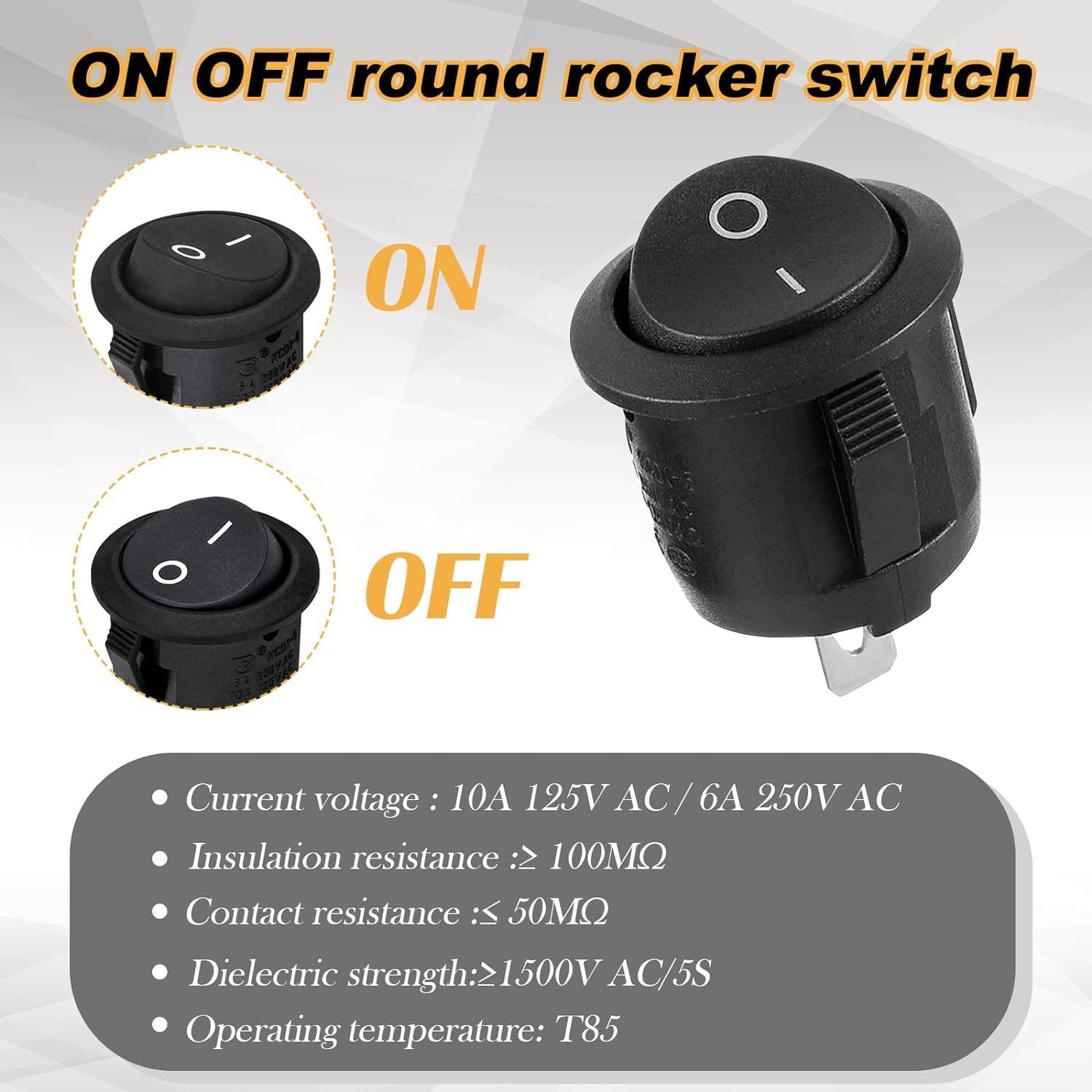 On Off Switch 10PCS 16MM ROUND Boat Rocker Switches Mini 2 Pin ON-OFF ...