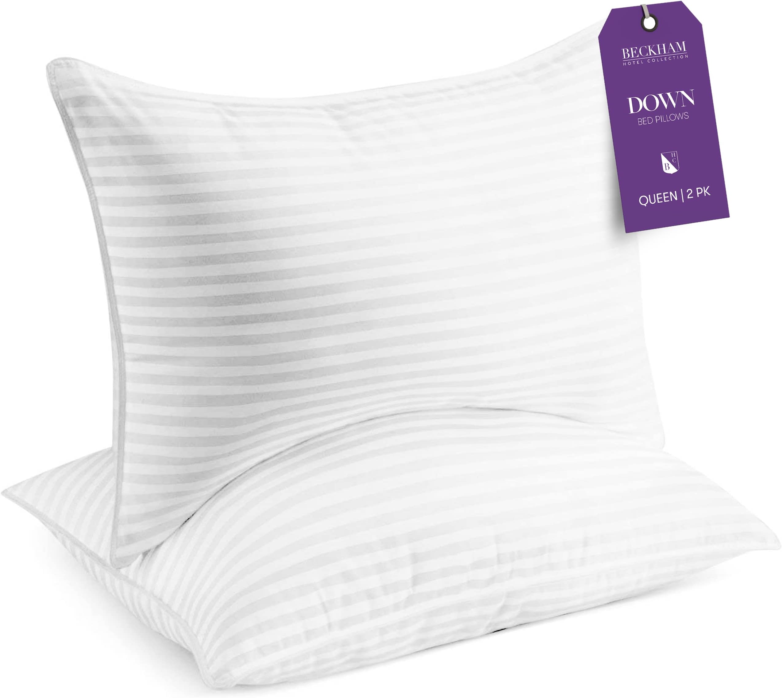 Bed Pillows Queen/Standard Size Set of 2 - Down Pillow for Sleeping - Back, Stomach or Side Sleepers