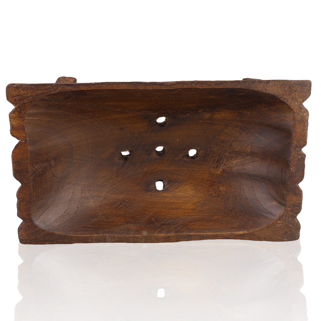 ART-CRAFT Seifenschale aus Natur Holz Antique mit Ablaufrinn