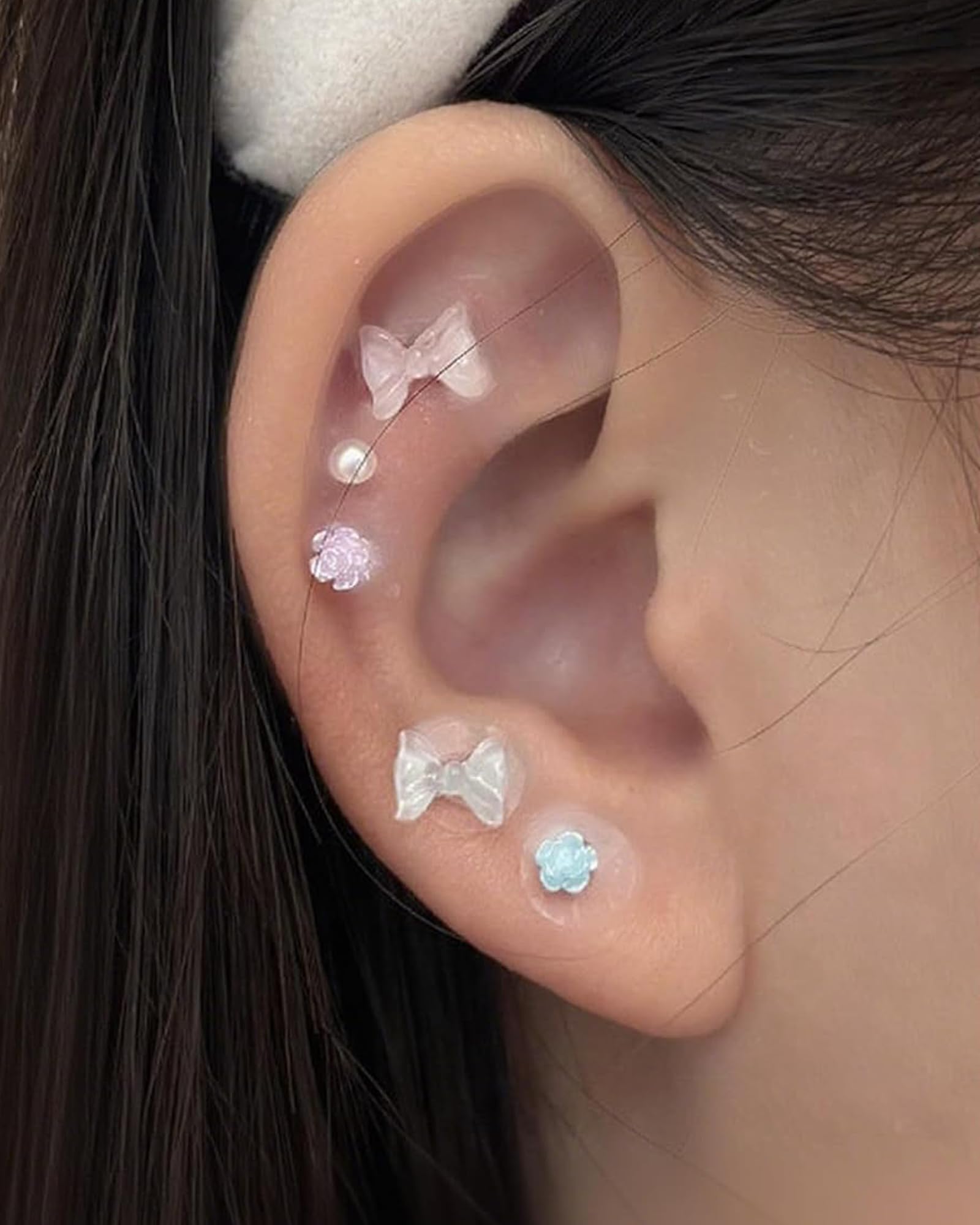 Amazon | Tsukitoy耳ツボシール 耳つぼジュエリー シール 蝶結び・花