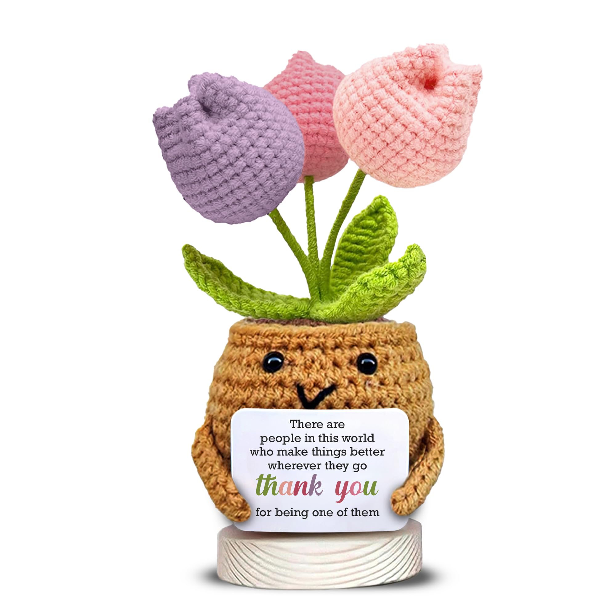 Crochet Tulip Thank You Gift – “Thank You for Being One of Them” – Appreciation Gift for Coworker, Teacher, Staff, Employee, Nurse, Volunteer, Mentor – Cute Handmade Desk Keepsake