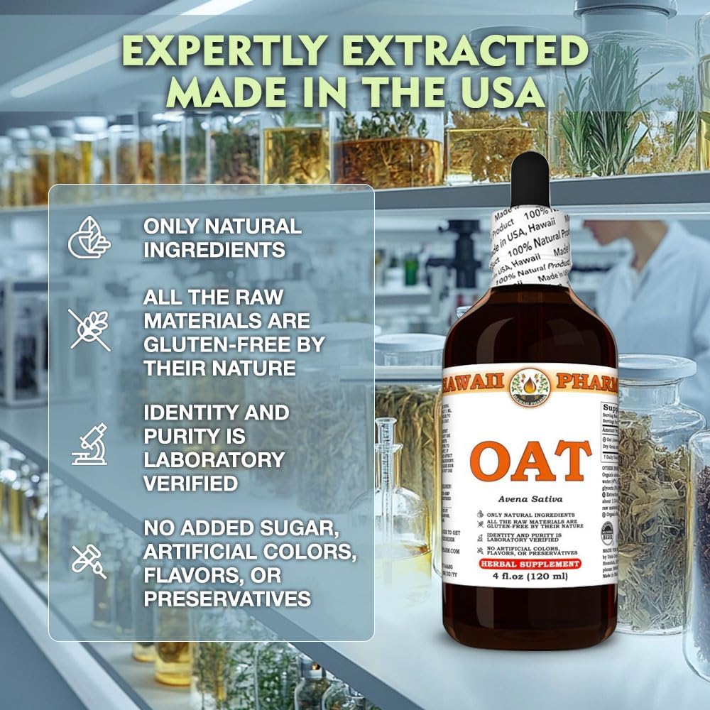 Oat (Avena Sativa) Dry Grain Tincture, All Natural, Vegan, Pure Liquid Extract - 4 fl.oz