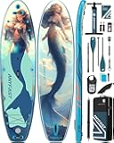 Inflatable Stand Up Paddle Boards - Extra Wide Fishing Paddleboard,Cool Design,Ultra Stable Standup SUP,15 D-Rings,5 Handles, Camera Mount,100L Backpack,10L Dry Bag, Youth/Adults