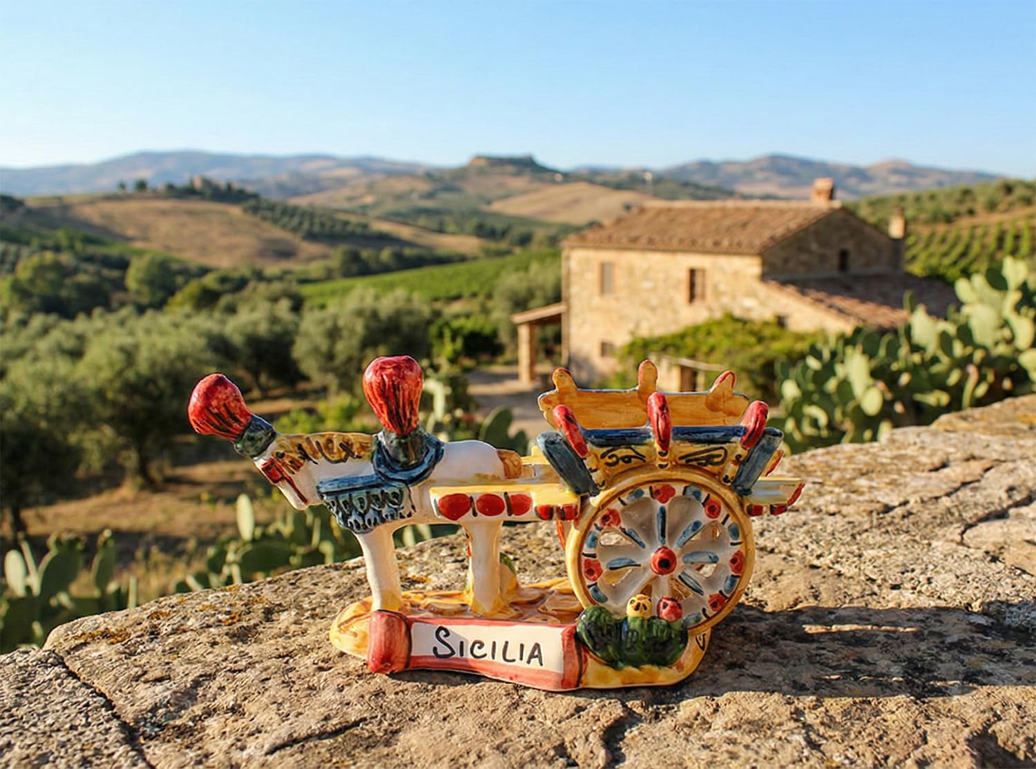 Chariot sicilien en céramique de Caltagirone, l'âme de l'Italie chez vous
