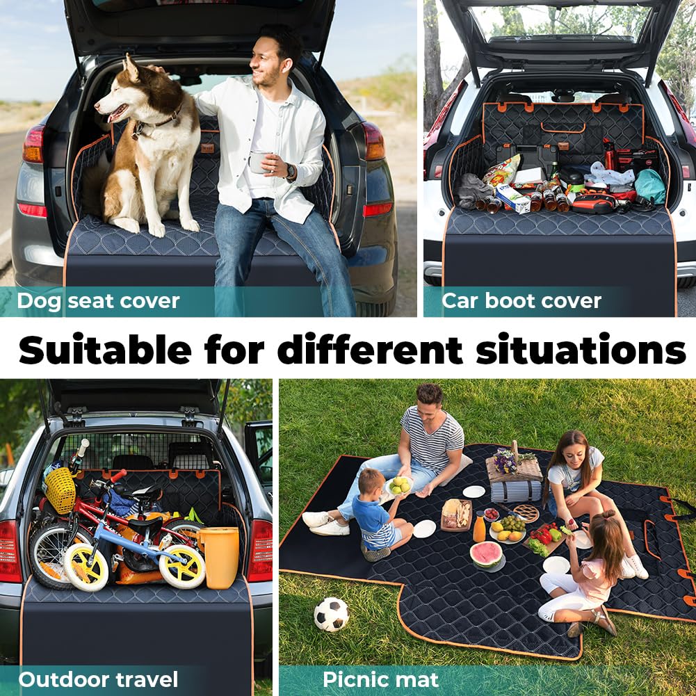 KYG Couverture de Coffre Housse de Protection Imperméable Protection Coffre Voiture avec Protection de Pare-Chocs Longue Protege Coffre Voiture Chien pour Break Résistant Aux Rayures 215x110cm