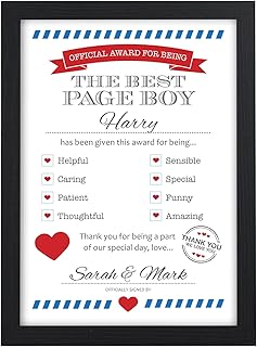 Page Boy Best Man Usher Thank You Gifts - The Best Page Boy Award Print Gift - Thank You Presents for Page Boy Wedding Party Favours - A5 A4 Framed Prints