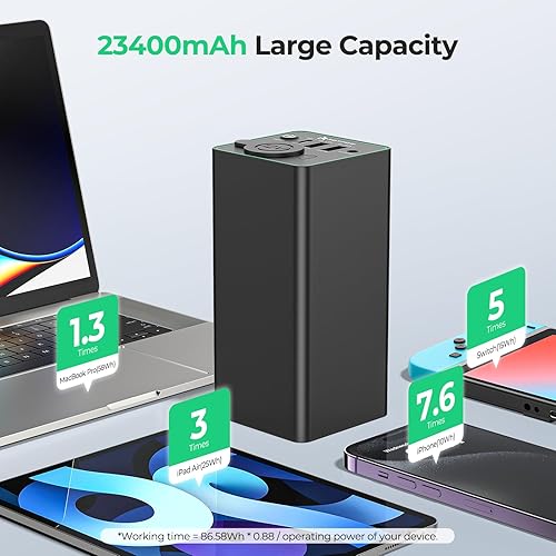 Miniatura 8 de RoyPow Cargador portátil PD de 30 W con enchufe de encendedor de cigarrillos de voltaje constante de 12 V 10 A, cargador de batería USB C de 86.58