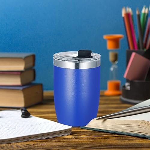 Miniatura 5 de VEGOND - Vaso térmico de acero inoxidable de 12 oz con doble pared aislante al vacío con tapa y pajita, vaso reutilizable para viajes, azul real,