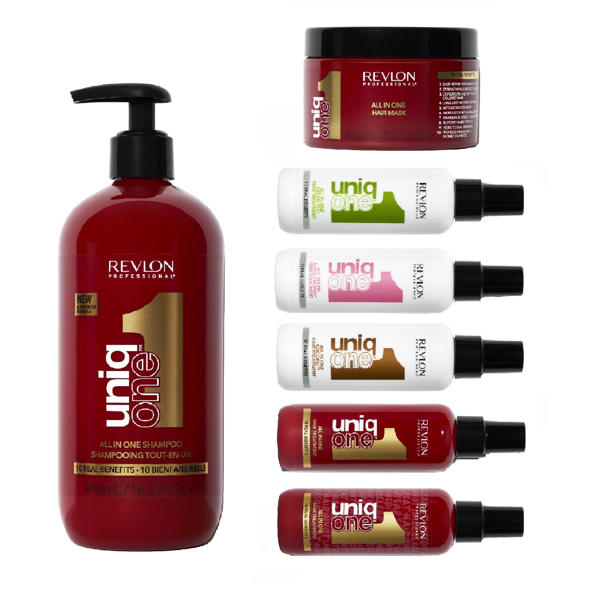 Revlon Professional UniqOne, Shampooing et Après-shampooing 2en1 (490 ml), Soin Cheveux Nourrissant et Réparateur, Formule Vegan, Tous Types de Cheveux, Classique Rouge