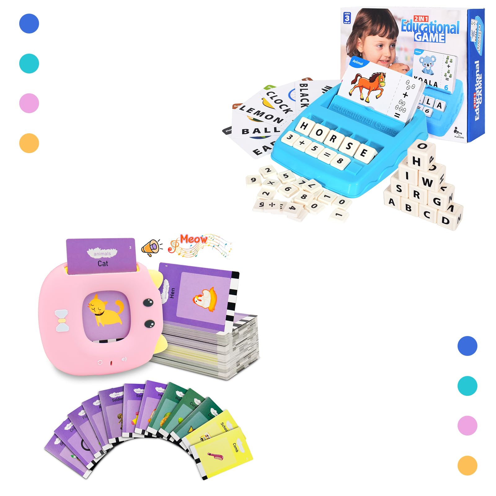 Sight Words Talking Flash Cards,Pocket Speech for Kid Age 1-6, Early Educational Toys,Matching Letter Spelling Game ABC Learning