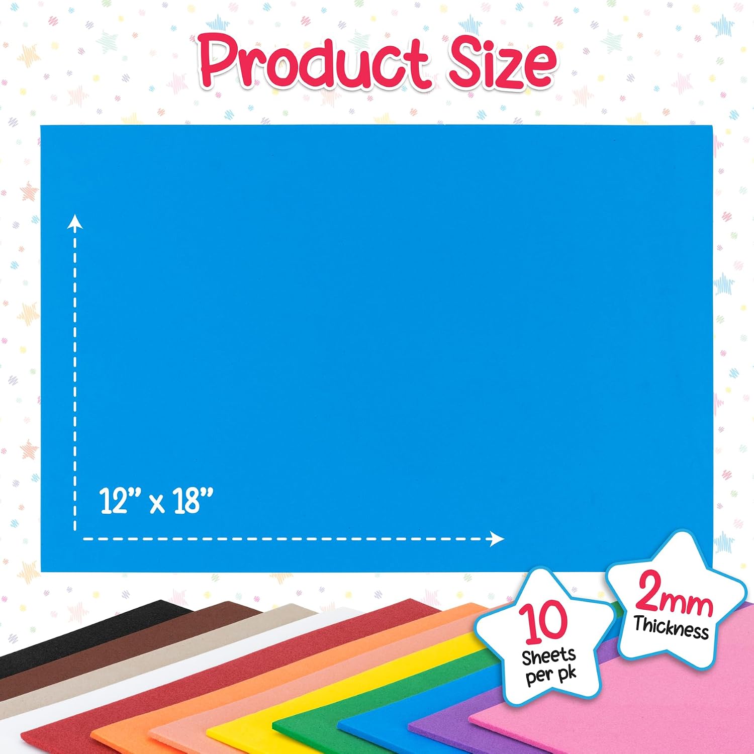 Hygloss Sheets Colorful Foam for DIY Arts & Craft, 12” x 18”, Blue, 10 Piece