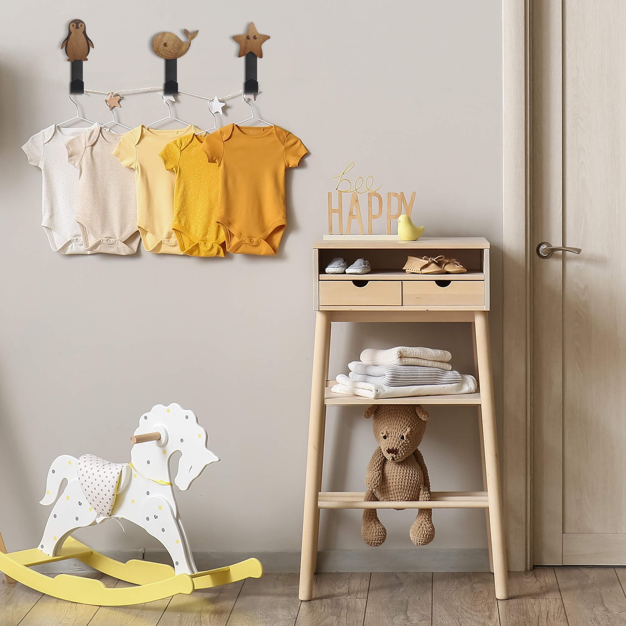 Appendiabiti Bambini AIYAPLAY Con Ripiani E Specchio - Mobile Cameretta Rosa Legno 92x36x106 Cm