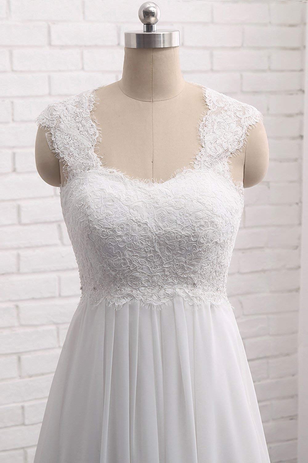 Damen Prinzessin Spitze Chiffon Prom Ballkleid Brautkleid Hochzeitskleider