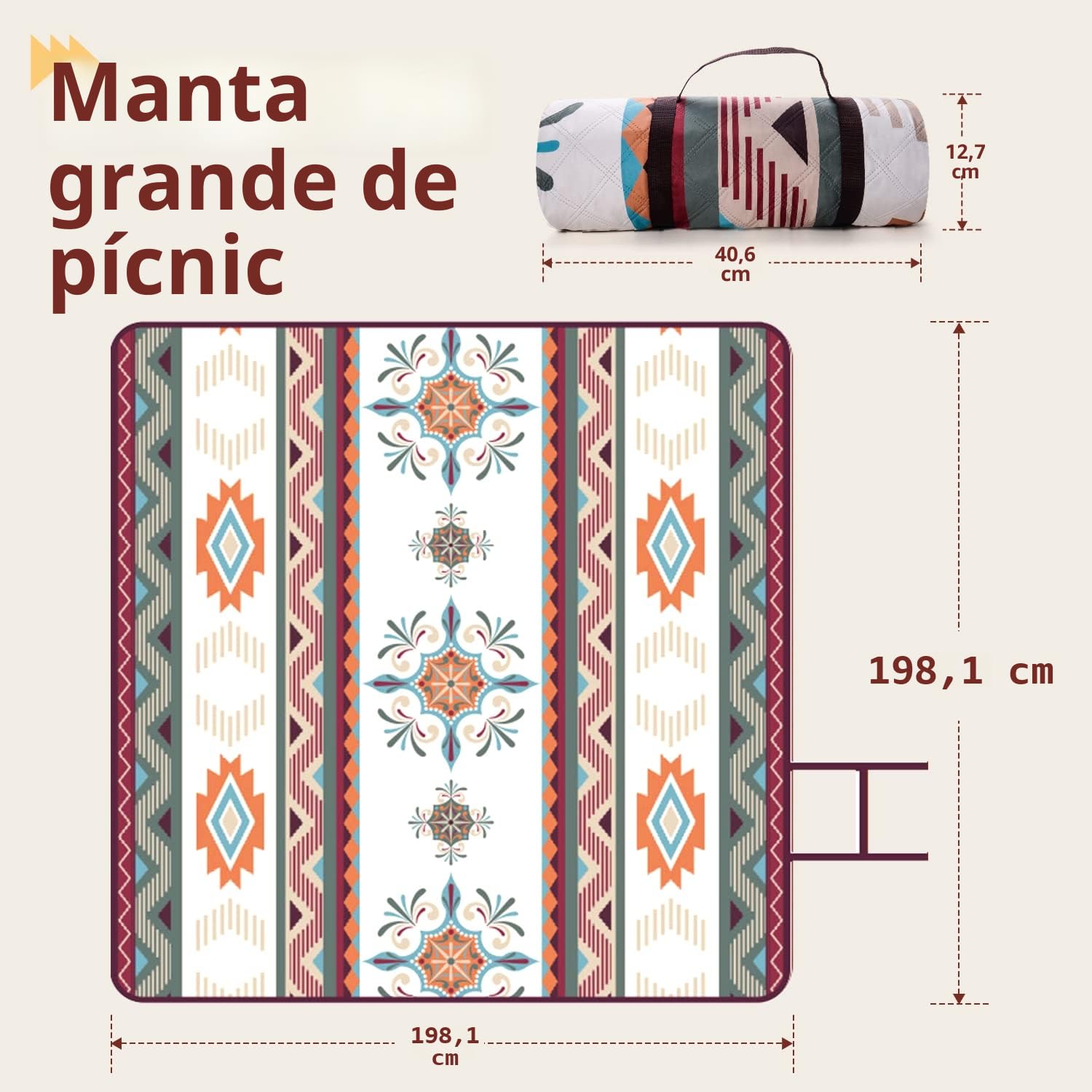 LARUTAN Manta de Picnic Impermeable 200 x 200 para Exteriores, Impermeable, Sin Arena, Manta Playa Grande, Portátil, Lavable, para Playa, Barbacoa, Pícnic, Senderismo, Viajes, Camping (Verde)