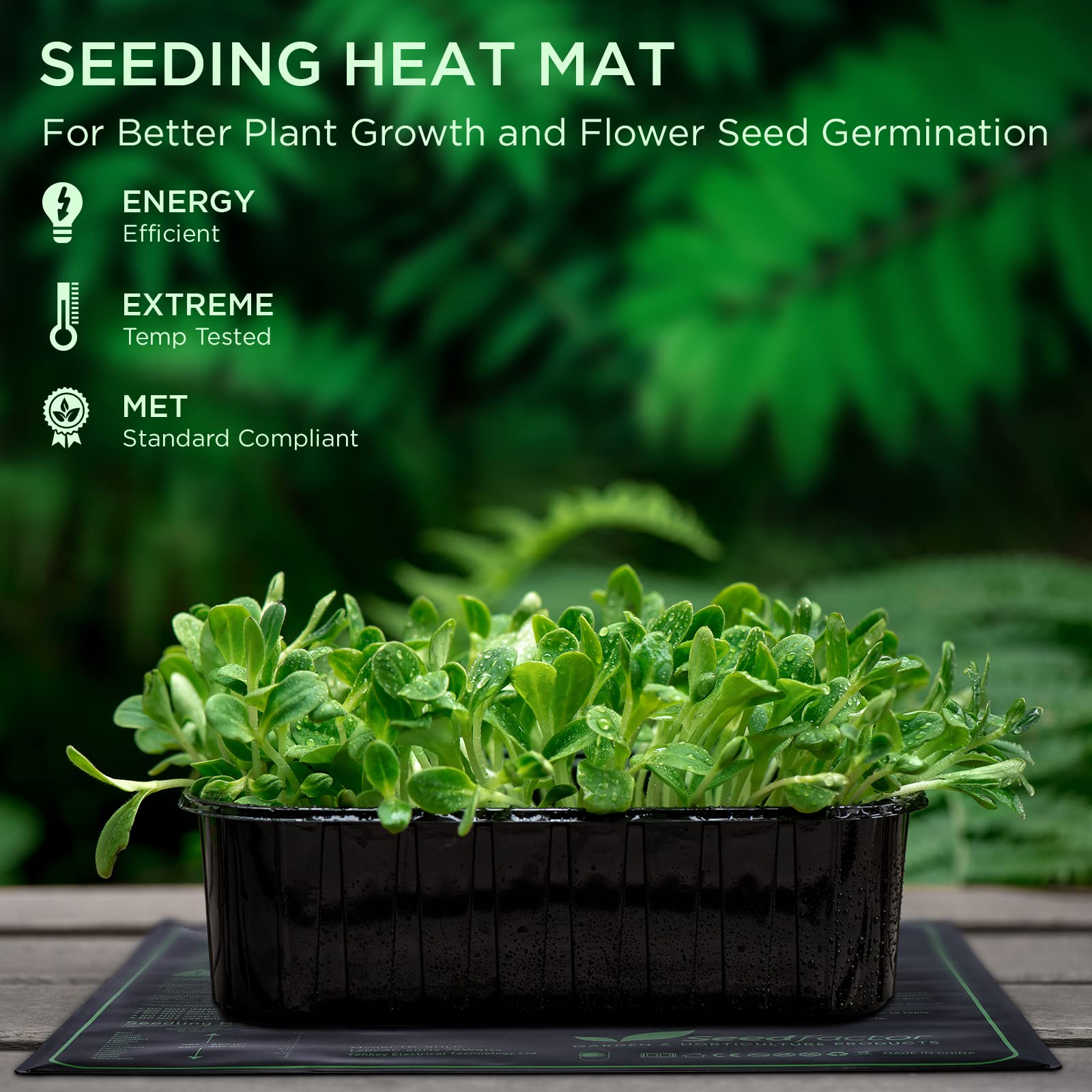 Tapis chauffant certifié MET, température réglable, imperméable, station de germination durable, coussin chauffant hydroponique chaud, jardinage intérieur, taille moyenne